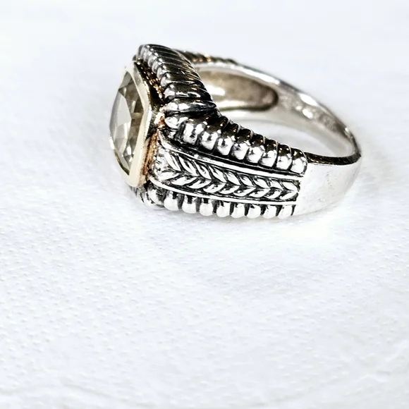 Genuine Town & Country Citrine & Diamond Ring in 14K & Sterling Silver Sz 6! - Picture 4 of 6